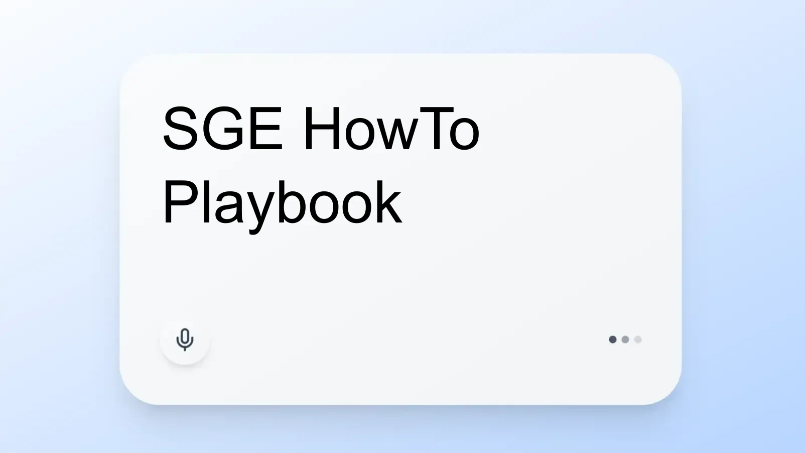 SGE HowTo Playbook