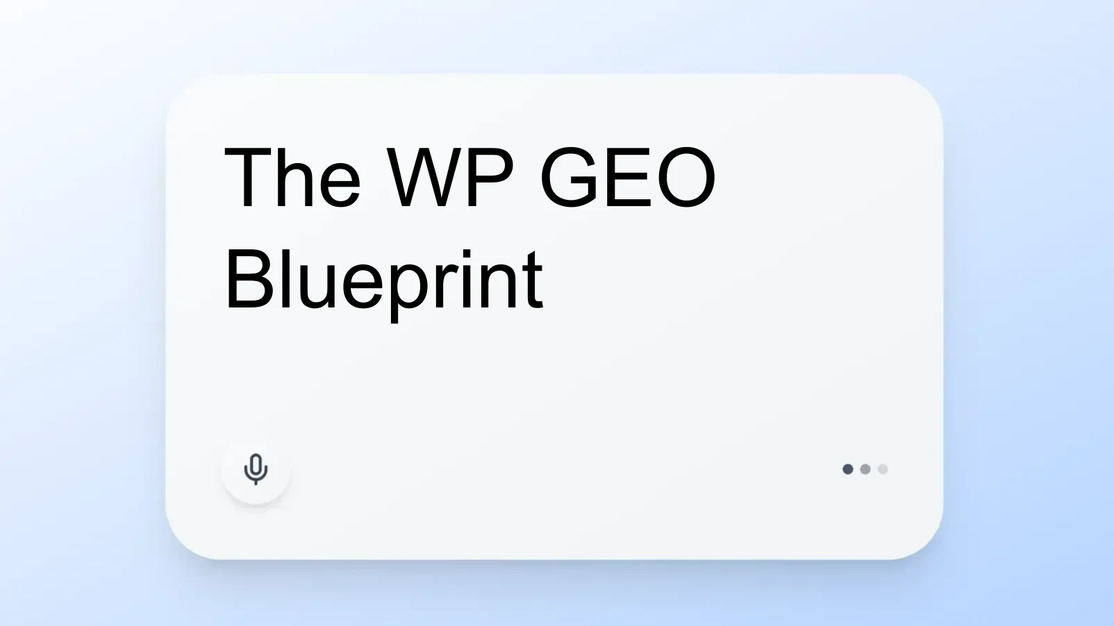 The WP GEO Blueprint