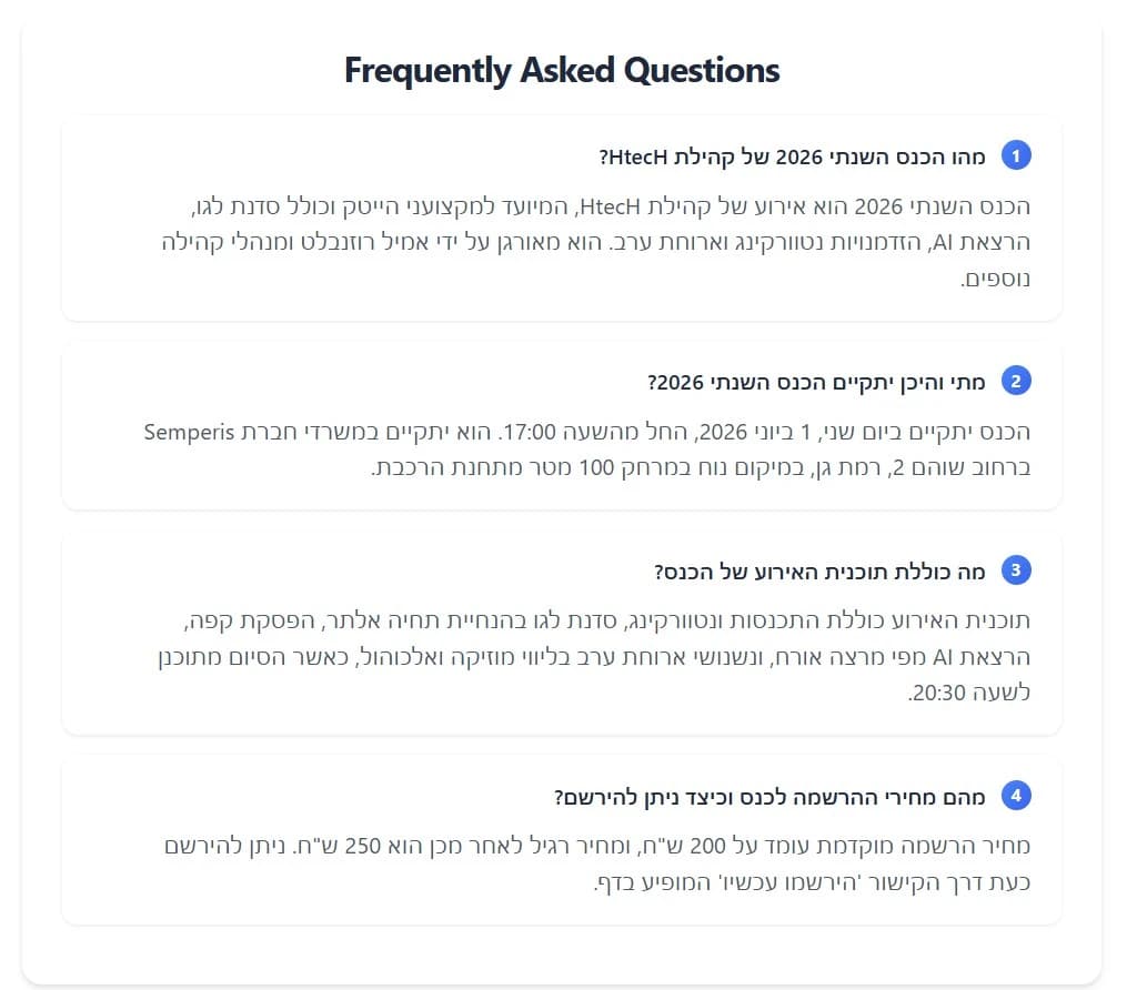 קטע שאלות ותשובות שנוצר אוטומטית באתר של אמיל