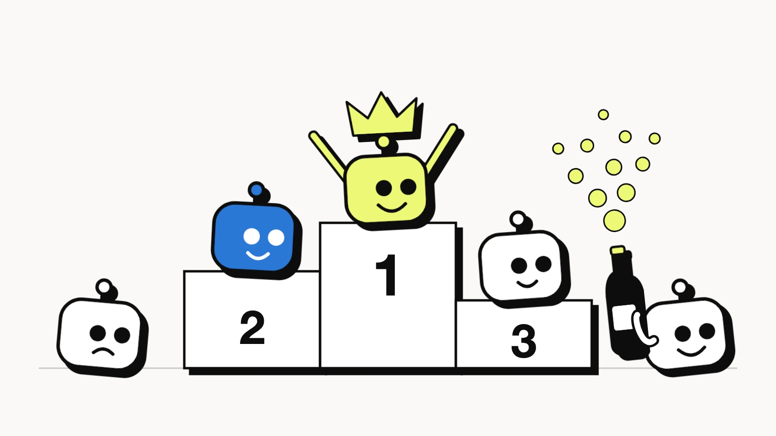 Best GEO plugin for WordPress: five plugin bots on a podium, the LovedByAI bot in first place