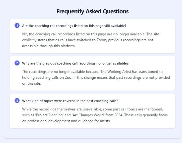 Auto-generated FAQ section on The Working Artist