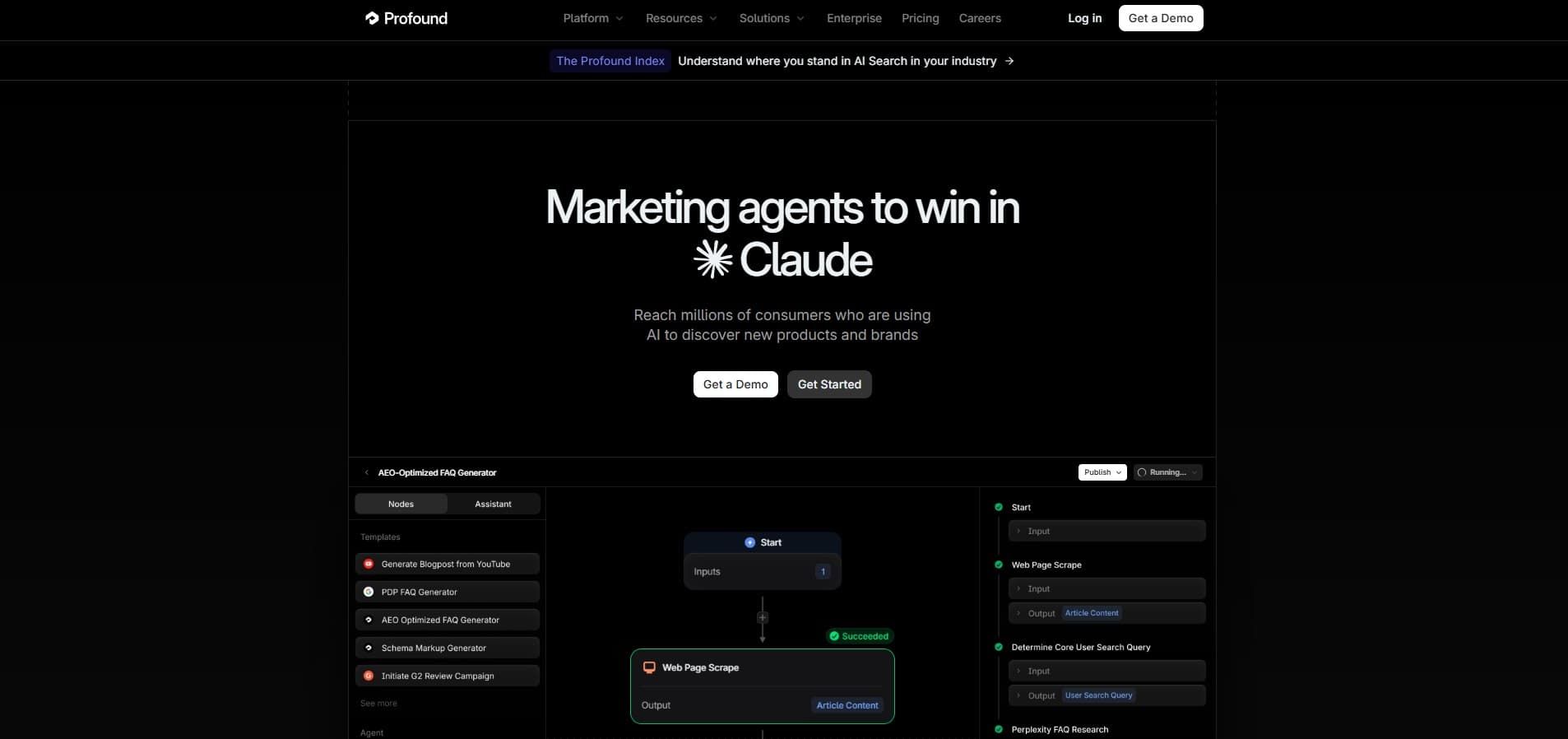 Profound AI search analytics view