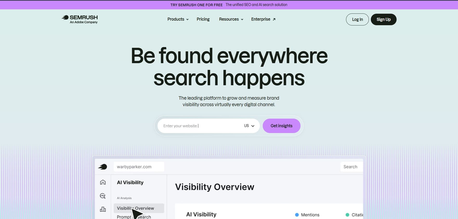 Semrush AI Visibility Toolkit view