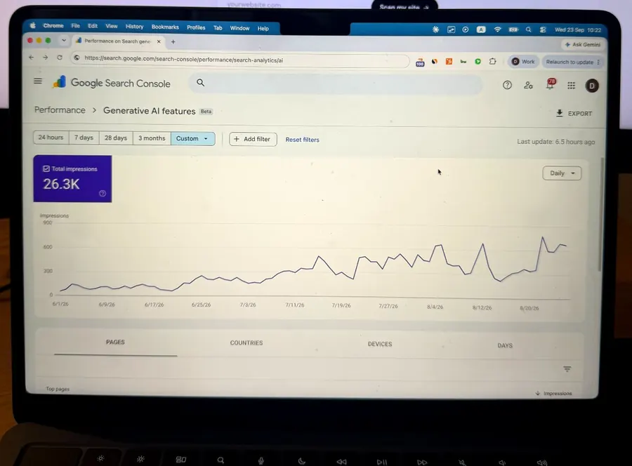 Search Console on a laptop
