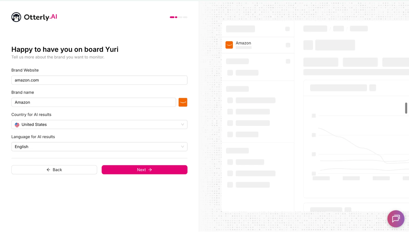 Entering brand details in Otterly AI