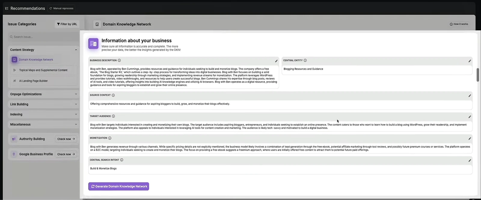 Business information Search Atlas uses for its Domain Knowledge Network