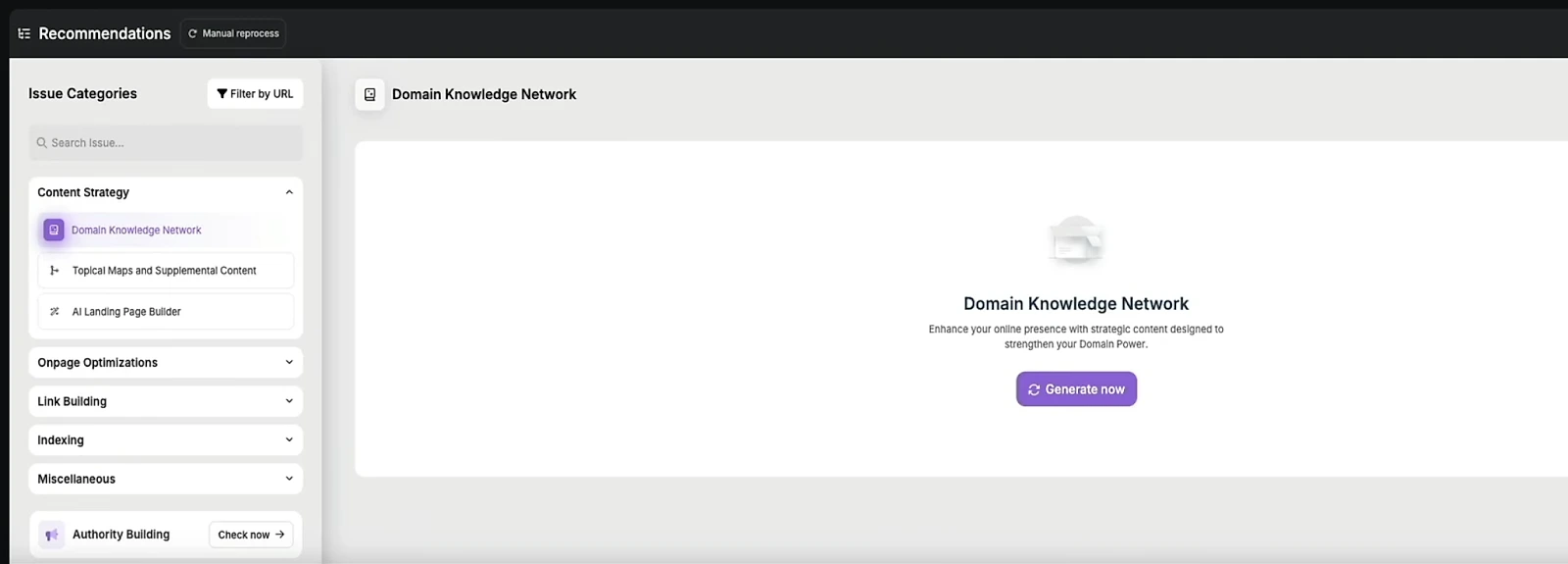 Generating a Domain Knowledge Network in Search Atlas