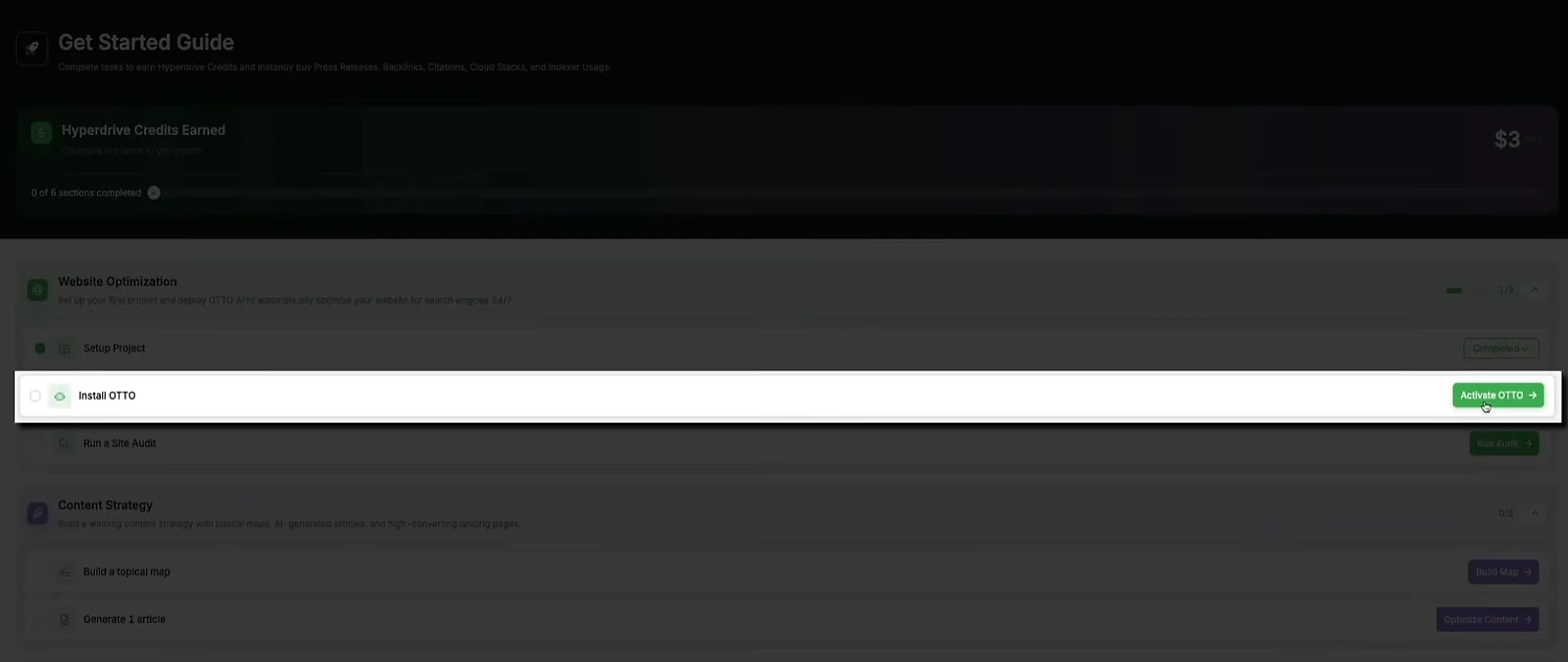 The Install OTTO step in the Search Atlas Get Started guide