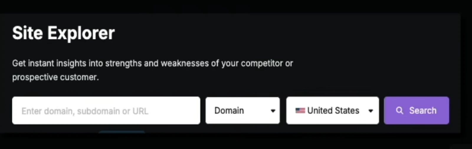 Searching a competitor domain in Search Atlas Site Explorer