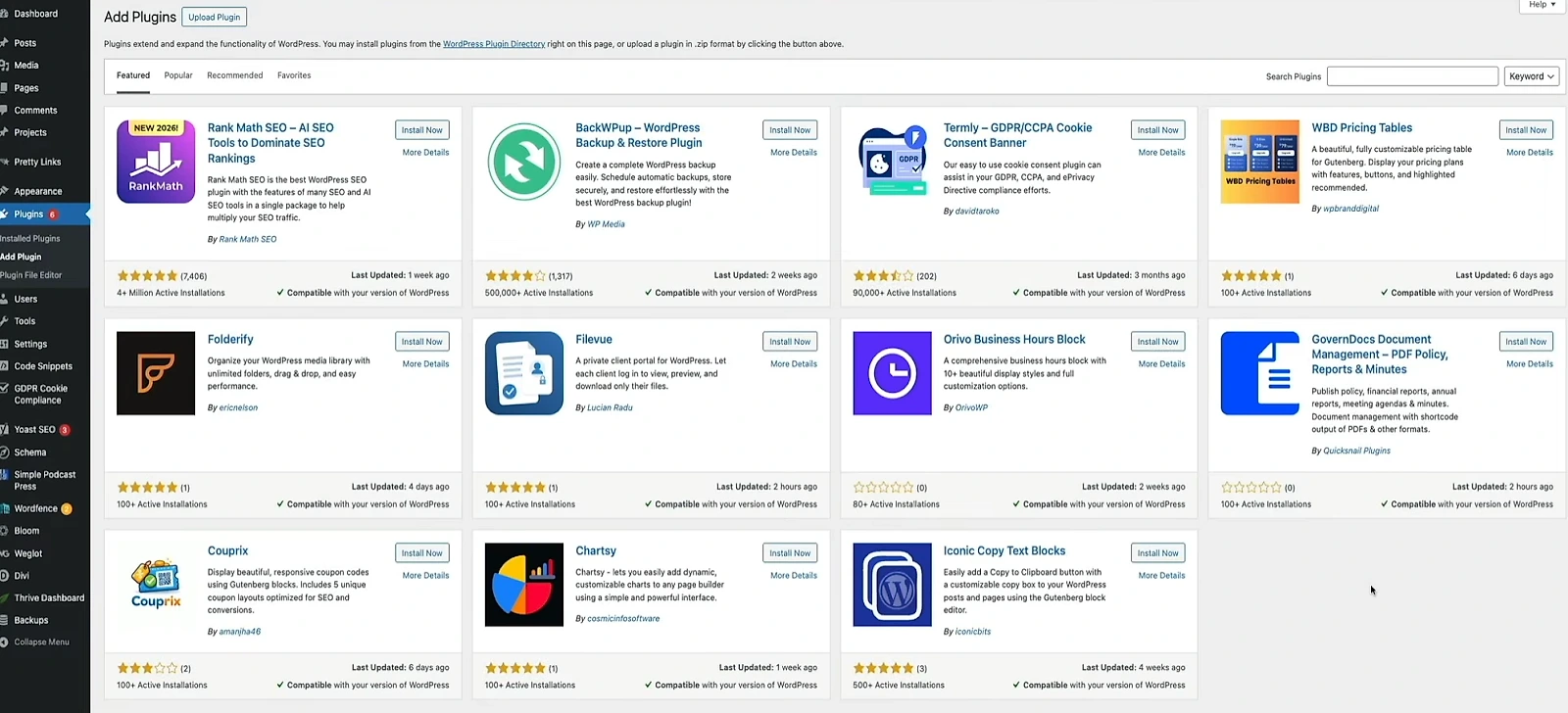 Adding the Search Atlas plugin from the WordPress Add Plugins screen